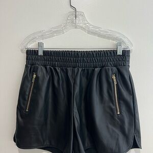 Ci Sono Black “Pleather” Shorts with Gold Zipper Pockets